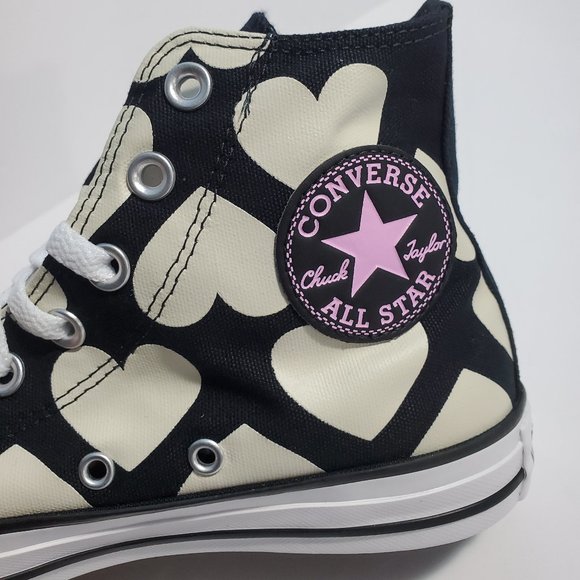 Converse Chuck Taylor Hearts Ivory/Pink High Tops - Picture 6 of 8
